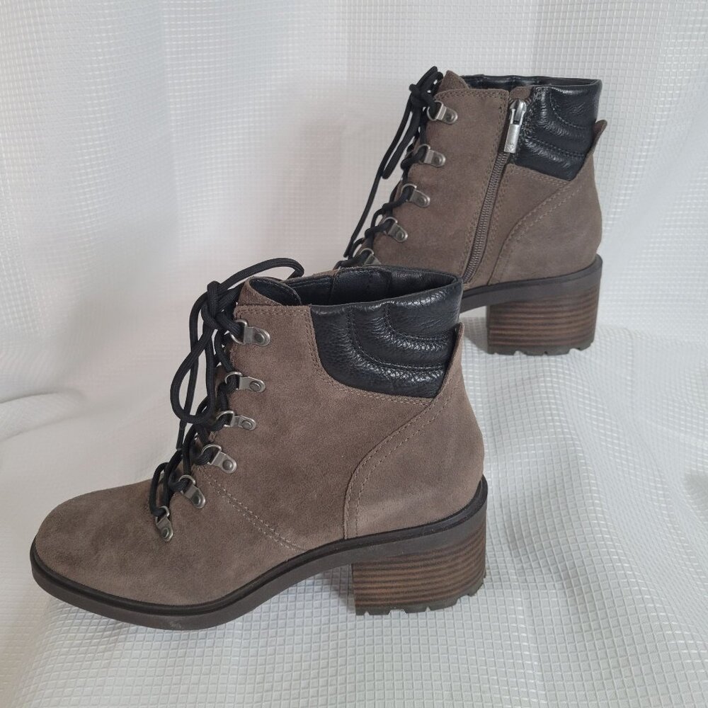 Lucky Brand Womens Size 8.5 Boots Suede Leather Lace-Up Zipper Chunky Heel Y2K - Picture 4 of 12